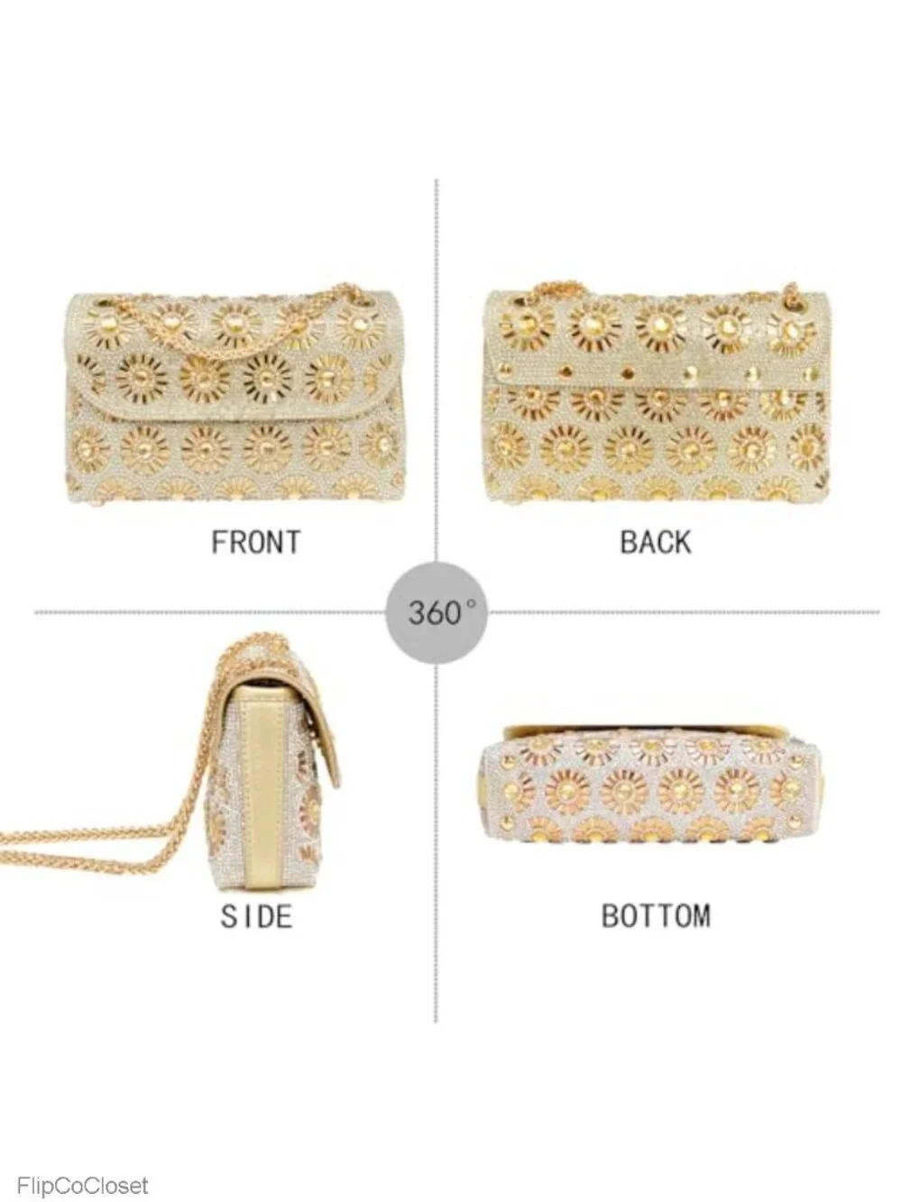Rhinestone Crystal Clutch Evening Bag Metal Wedding Prom Party